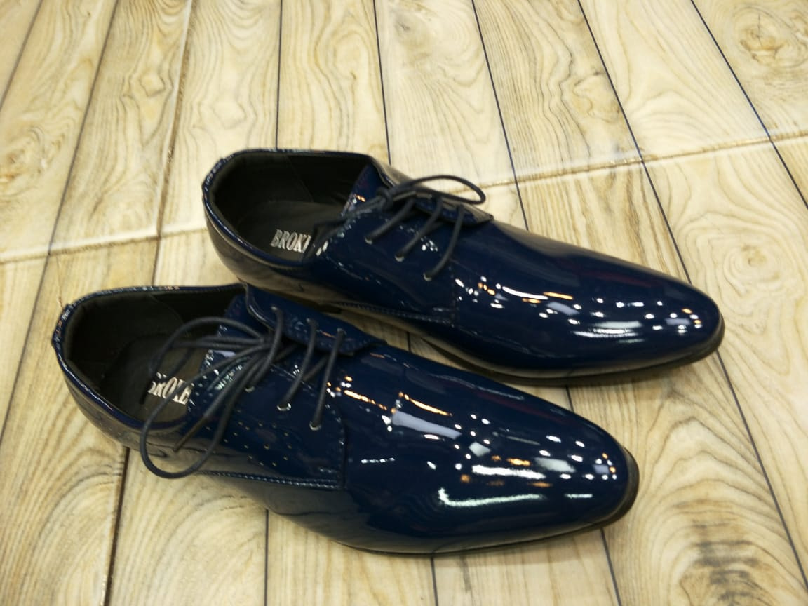 blue shining shoes